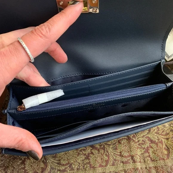 Authentic KATE SPADE Leather/canvas floral bifold large wallet - Picture 10 of 14